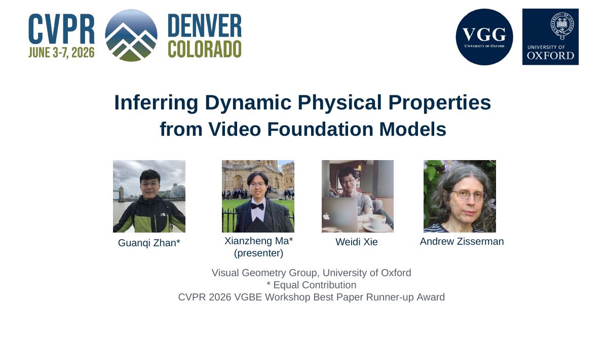 Title slide: Inferring Dynamic Physical Properties from Video Foundation Models